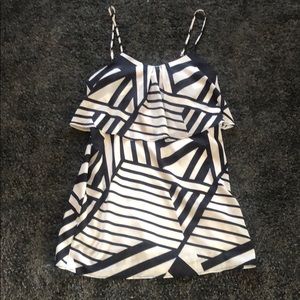 🖤EVERLY/ Black & White Geo Ruffle Mini Dress🖤